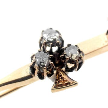 Antiek gouden broche met diamanten; ca. 0,40 ct., Gebruikt, Ophalen of Verzenden, Met edelsteen, Goud