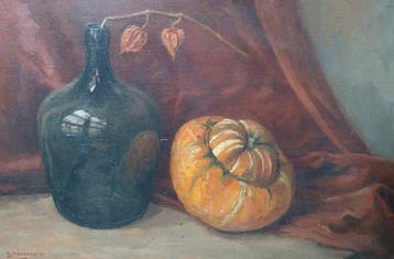 G Diefenbach (XX) - Stilleven met pompoenen