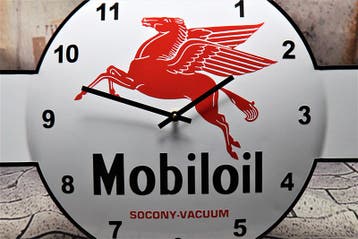 Emaille Klok Mobiloil, Verzamelen, Merken en Reclamevoorwerpen, Verzenden, Nieuw