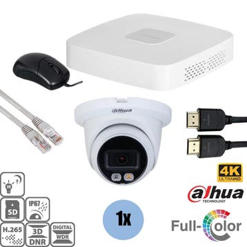 Dahua Set 1x Turret 8MP 4K Full-Color + Recorder &, Ophalen of Verzenden, Nieuw