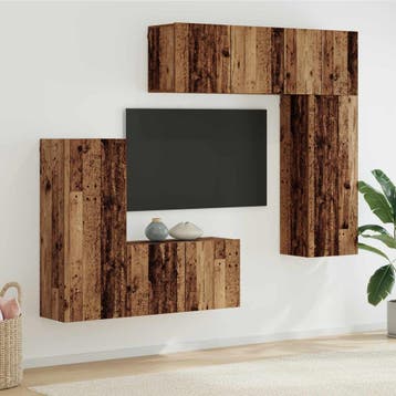 vidaXL TV-wandmeubel 5 st Oud Hout Bewerkt hout, Minder dan 50 cm, Verzenden, 100 tot 150 cm, Nieuw