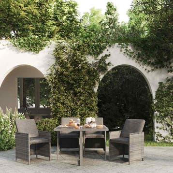 vidaXL 5-delige Tuinset met kussens poly rattan grijs, Tuin en Terras, Verzenden, Nieuw, Tuinset