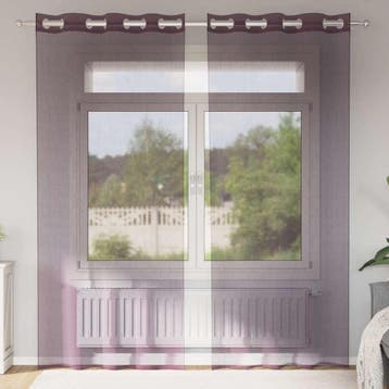 vidaXL Gordijnen voile met doorvoertules 2 st 140x245 cm, Verzenden, Nieuw, Paars