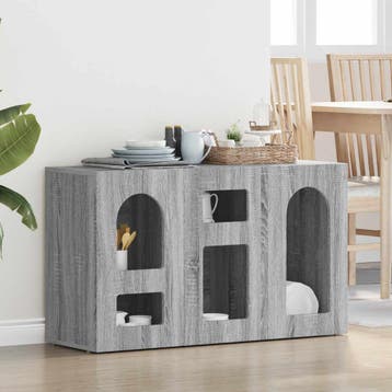 vidaXL Dressoir ELST Grijs Sonoma 100 x 35 x 59 cm Bewerkt, Verzenden, Nieuw, Overige houtsoorten, Minder dan 50 cm