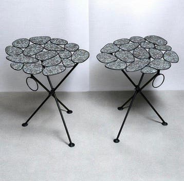 KARE Design - Bijzettafel (2) - Glas, Staal - Opklapbare