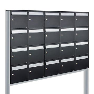 Brievenbusunit Flow set vrijstaand 5-breed, 4-hoog - zwart, Verzenden, Nieuw