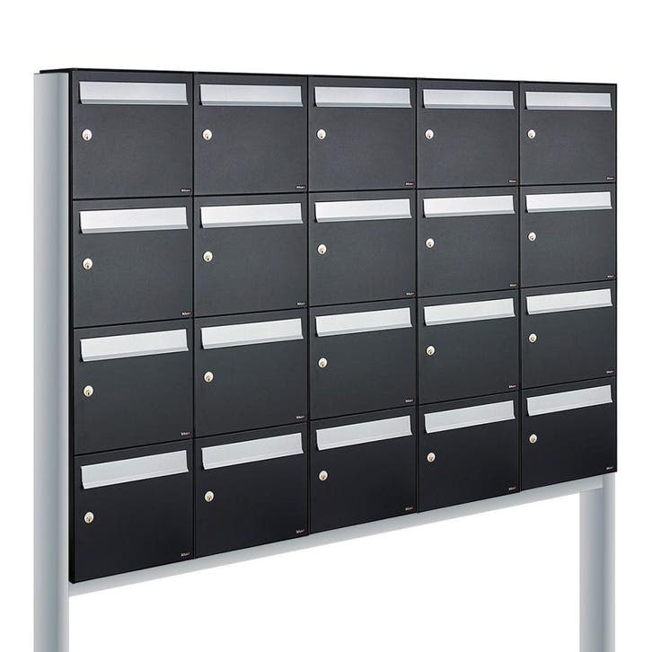 Brievenbusunit Flow set vrijstaand 5-breed, 4-hoog - zwart, Tuin en Terras, Brievenbussen, Nieuw, Verzenden