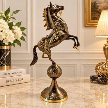 Beeldje - Rearing Horse Sculpture Decorative Figurine -