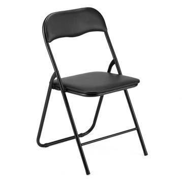 BARDI 8 Stuks Klapstoelen met PU Kussentjes 100KG - ZWART, Klapstoel met PVC Zitting , Zwart, Nieuw, Ophalen of Verzenden