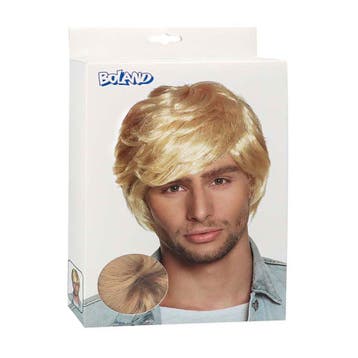 Boland pruik heren blond steil kort van €14,99 voor €7,49, Ophalen of Verzenden, Nieuw