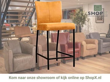 Leren barkruk Revolt laag - Kenia Cognac (cognac) - Poten, Huis en Inrichting, Barkrukken, Nieuw, Leer, Ophalen of Verzenden, 90 cm of meer