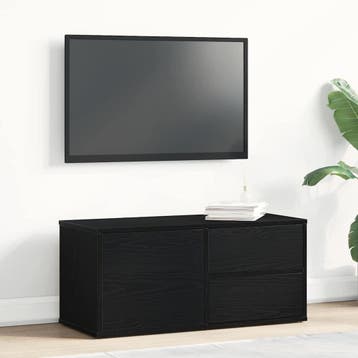 vidaXL TV-kast 80 x 34 x 36 cm Zwart Eiken Bewerkt hout, Minder dan 50 cm, Verzenden, Nieuw, Minder dan 100 cm