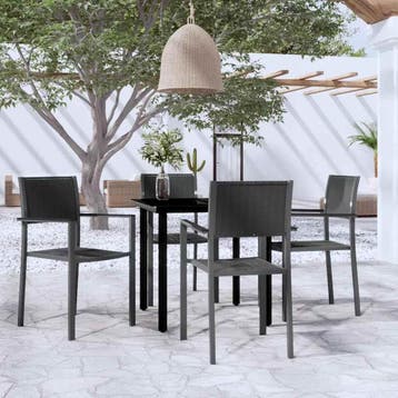vidaXL 5-delige Tuinset zwart, 4 zitplaatsen, Verzenden, Textileen, Nieuw