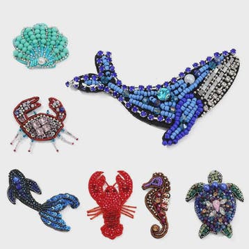 Handgemaakte Kralen Patches Zee Dieren - DIY Naaiaccessoires