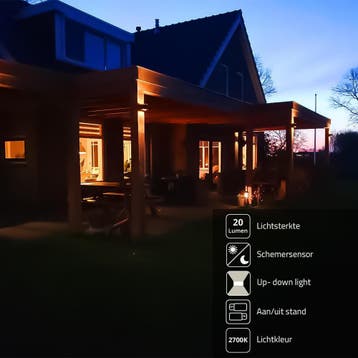 Solar LED wandlamp  Emme rond - Voordeelset van 2, Tuin en Terras, Buitenverlichting, Zonne-energie, Verzenden, Minder dan 50 watt
