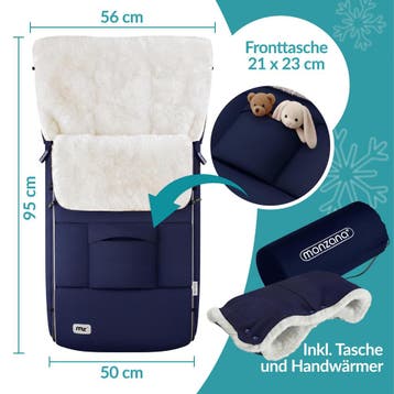 Voetenzak voor kinderwagen Marineblauw gevoerd incl tas, Verzenden, Nieuw
