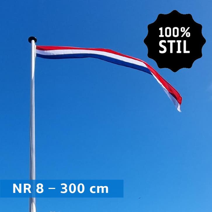 NR 8: Nederlandse wimpel 300 cm standaard blauw 100% stil, Diversen, Vlaggen en Wimpels, Nieuw