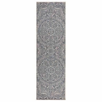 vidaXL Buitenkleed met patroon platgeweven 80x250 cm blauw, Verzenden, Nieuw, Blauw
