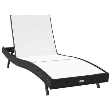 vidaXL Ligstoel Zwart en Wit 197 x 70 x 82 cm poly rattan, Verzenden, Nieuw
