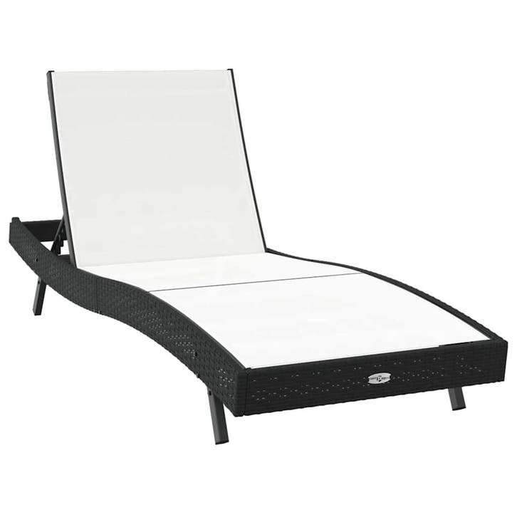 vidaXL Ligstoel Zwart en Wit 197 x 70 x 82 cm poly rattan, Tuin en Terras, Ligbedden, Nieuw, Verzenden