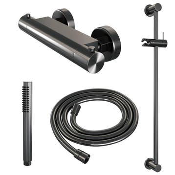Brauer Gunmetal Edition Glijstangset met Thermostaatkraan -, Ophalen of Verzenden, Nieuw