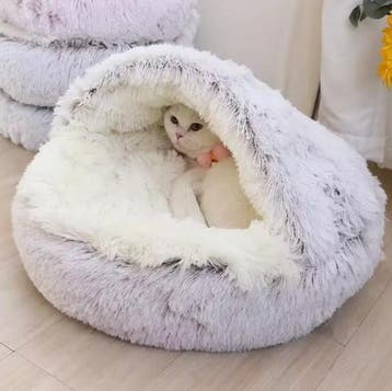 Pluche Rond Kattenbed – 2-in-1 Slaapzak en Comfort Mand, Verzenden, Nieuw