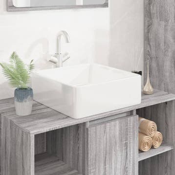 vidaXL Wasbak 37x37x13 cm vierkant keramiek wit, Verzenden, Nieuw