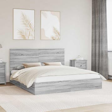 vidaXL Opslag bed Grijs Sonoma 180 x 200 cm Bewerkt hout, Huis en Inrichting, Slaapkamer | Bedden, Verzenden, Grijs, Hout, Nieuw