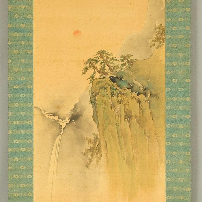Mount Horai Sansui Landscape Rising Sun Pine Tree and, Antiek en Kunst, Antiek | Overige Antiek