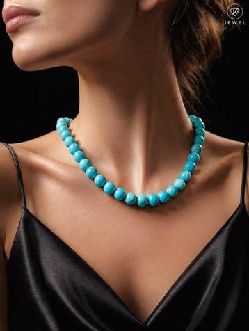 Turkoois edelsteen ketting - 925 sterlingzilver - Luxe, Verzamelen
