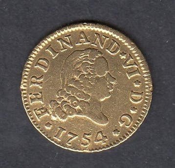Spanje. Fernando VI. 1/2 Escudo 1754 Madrid JB (Zonder