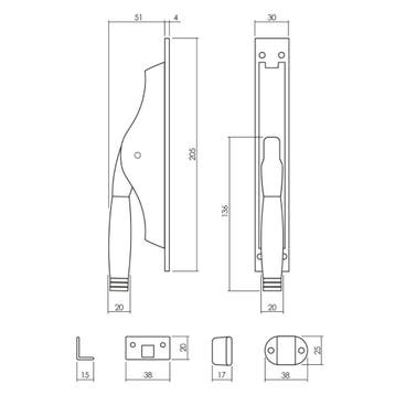 Intersteel set pomp-espagnolet Ton 222 incl. stangenset, Verzenden, Nieuw