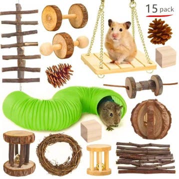Houten Knaagdier Speelgoedset Kauw en Speel Set Dieren, Verzenden, Nieuw
