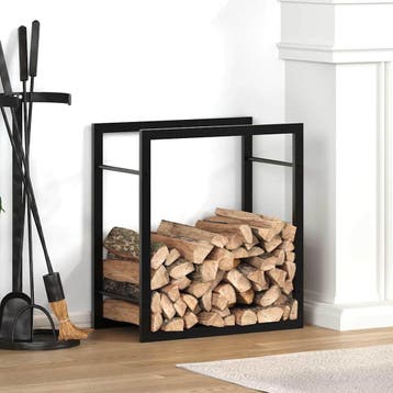 vidaXL Haardhoutrek 50x28x56 cm staal matzwart, Huis en Inrichting, Verzenden, Nieuw