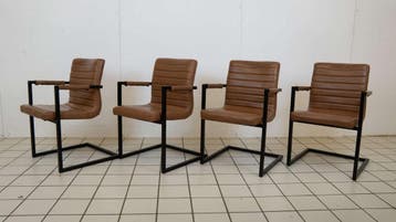 (4) Bruin Leren Stoelen, Ophalen of Verzenden, Nieuw