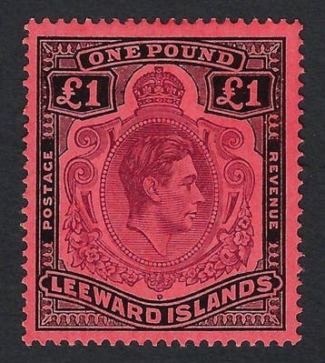 Benedenwindse eilanden 1938 - King George VI £1 Bruin Paars, Gestempeld