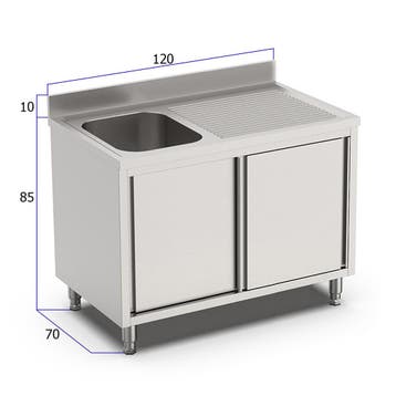 HCB Spoeltafel - enkele spoelbak links - schuifdeuren - 120, Verzenden, Nieuw in verpakking