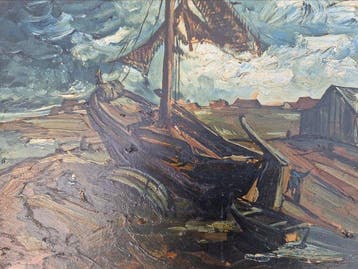 Theo Goedvriend (1879-1969) - Botter langs Nederlandse kust