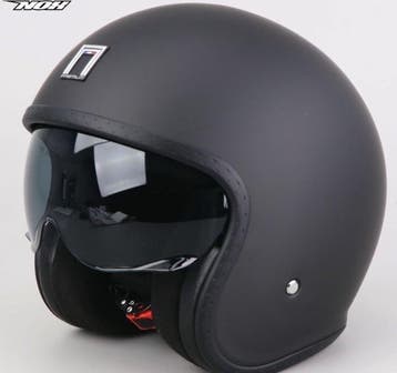Jethelm Met zonnevizier - Retro helm - Mat zwart - Maat S, Verzenden, Nieuw