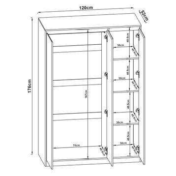[en.casa] Kledingkast Bastheim 176x120x52 cm eiken en wit, Verzenden, Nieuw