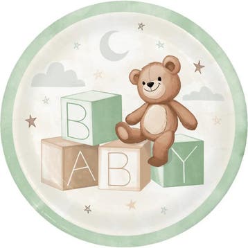 Teddy Beer bordjes 24 cm, Verzenden, Nieuw, Versiering, Geboorte of Huwelijk