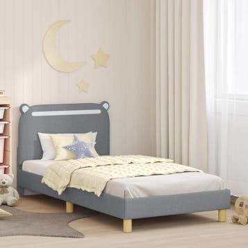 vidaXL Bedframe voor kinderen met hoofdbord Lichtgrijs 80 x, Verzenden, Nieuw, Stof
