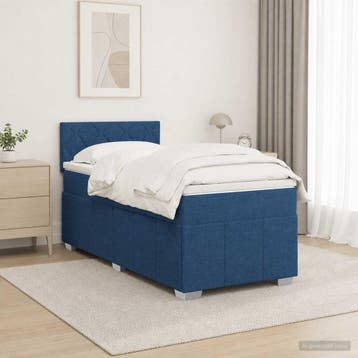 vidaXL Boxspringbed met matras met hoofdeinde Blauw 90 x 200, Verzenden, Nieuw, Eenpersoons, Blauw