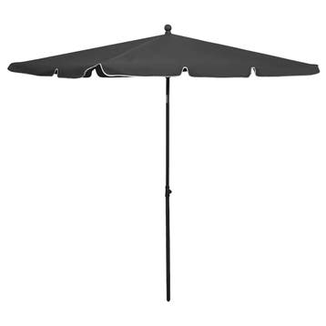 vidaXL Parasol met paal 210x140 cm antracietkleurig, Tuin en Terras, Verzenden, Nieuw, 1 tot 2 meter