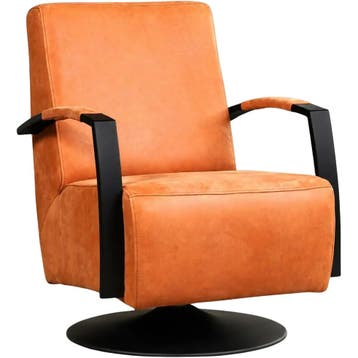 Leren draaifauteuil Mood - Kenia Rost (oranje) -, Nieuw, Ophalen of Verzenden, 50 tot 75 cm, Industrieel, Modern