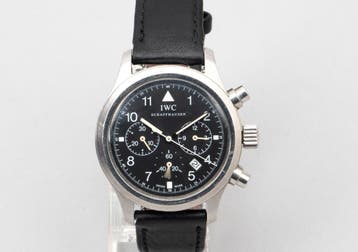 Een stalen IWC Pilot Chronograph. Ref. 3741-02, Gebruikt