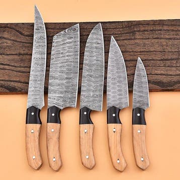 Keukenmes - Chefs knife - Gevouwen staal, olijfhout - Noord
