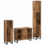 vidaXL Badkamermeubelset met plank met opslag 3 pcs Bruin, Verzenden, Nieuw, Overige typen