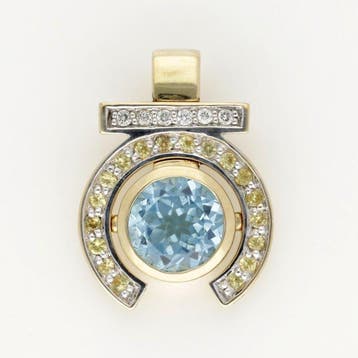 Hanger - 18 karaat Geel goud Diamant (Natuurlijk) - Topaas -