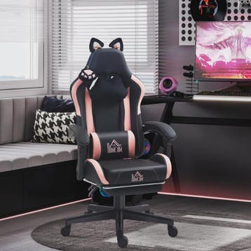 HOMCOM Ergonomische Gaming Stoel met Kattenoren - Verstelbaa, Verzenden, Nieuw